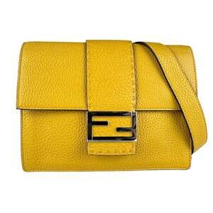 FENDI Yellow Leather Shoulder Bag